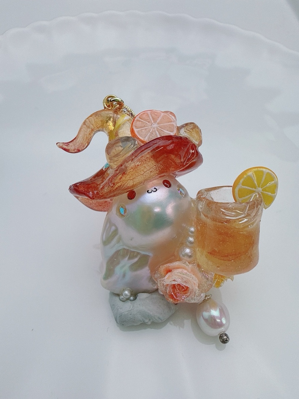 26HW1 Handmade Flame Ball Baroque Pearl Detachable Pendants Halloween Collection